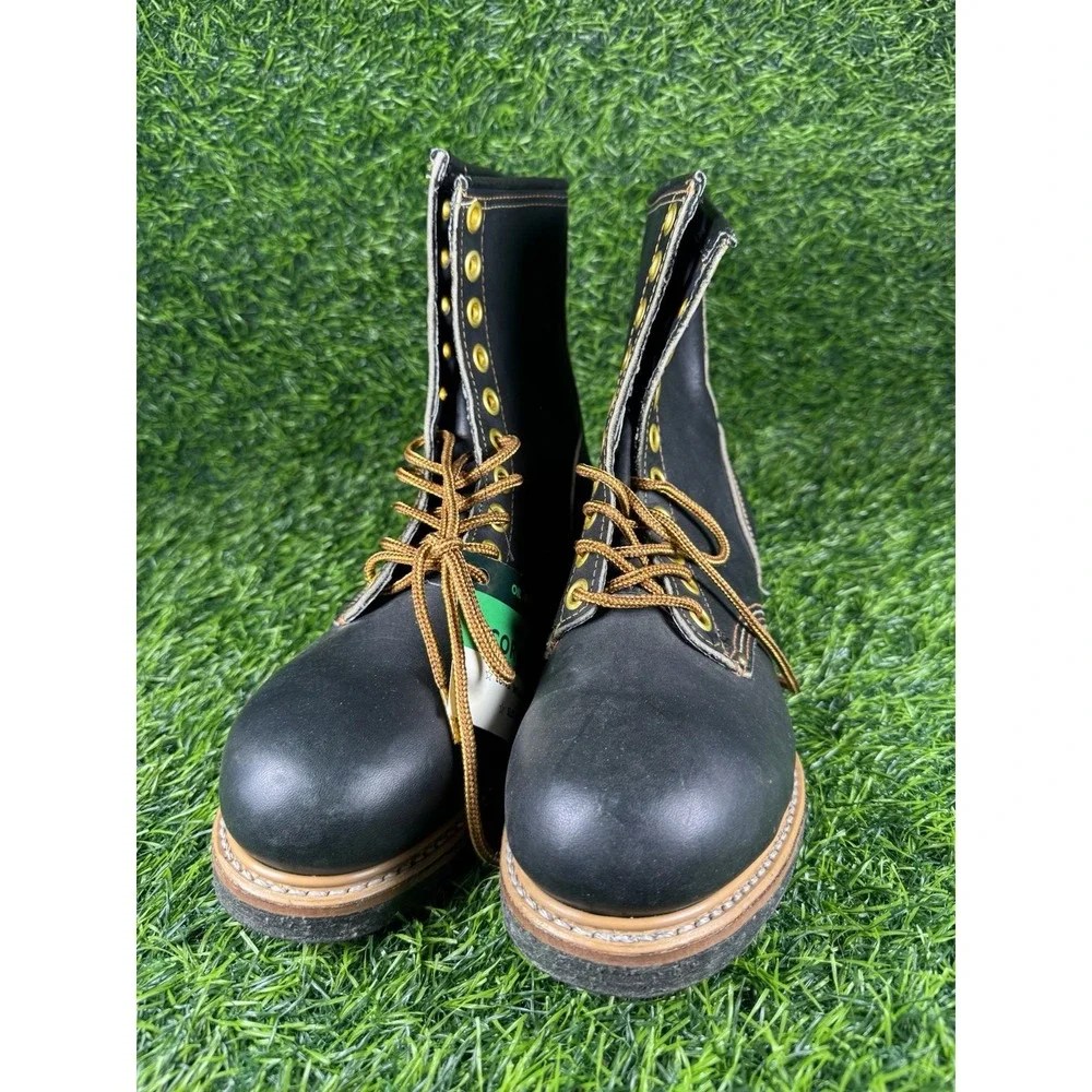 CAROLINA VTG 80'S BOOTS USA RED BIRD BLACK SZ 9 E STEEL TOE ENGINEER BIKER